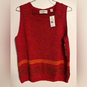 Marisa Christina Poppy Red Knit Sweater Vest, NWT.